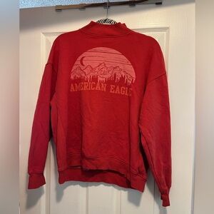American Eagle Outfitters Red women’s graphic mock neck sweatshirt